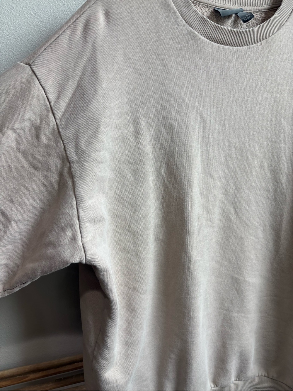 ASOS DESIGN Oversized Layered Sweatshirt with Built-in Shirt - Beige - Large - Picture 7 of 8
